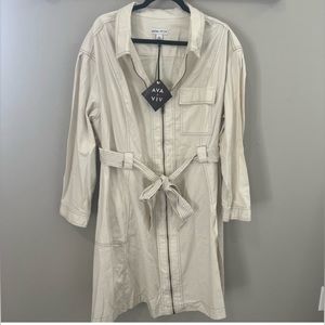 Ava & Viv Cream Zip Up Tie Waist Dress Size 2X New With Tags